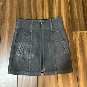Carmar  Sz 25 Charcoal Denim Mini Skirt Front Zipper Belt Loops High Rise